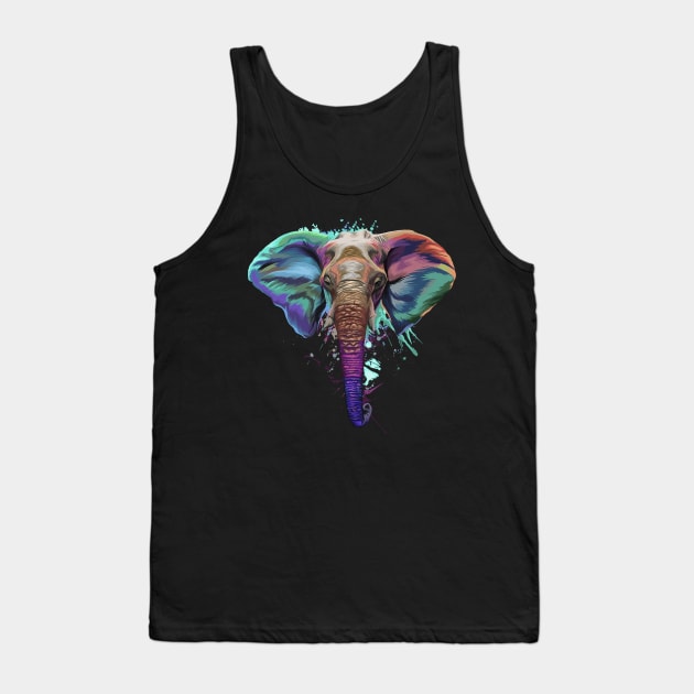 Splash Art Elephant T Shirt | Gifts for Elephant lovers Tank Top by Madfido